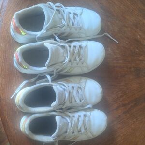 Kids White Sneakers with Colorful Stripes
